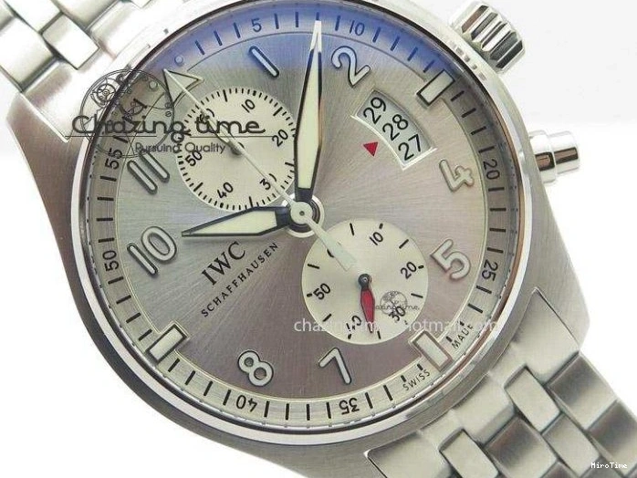 MIROTIME 0315 Pilot Chrono SS IW387809 ZF 1:1 Best Edition Silver Dial On SS Bracelet A Trendsetting 7327